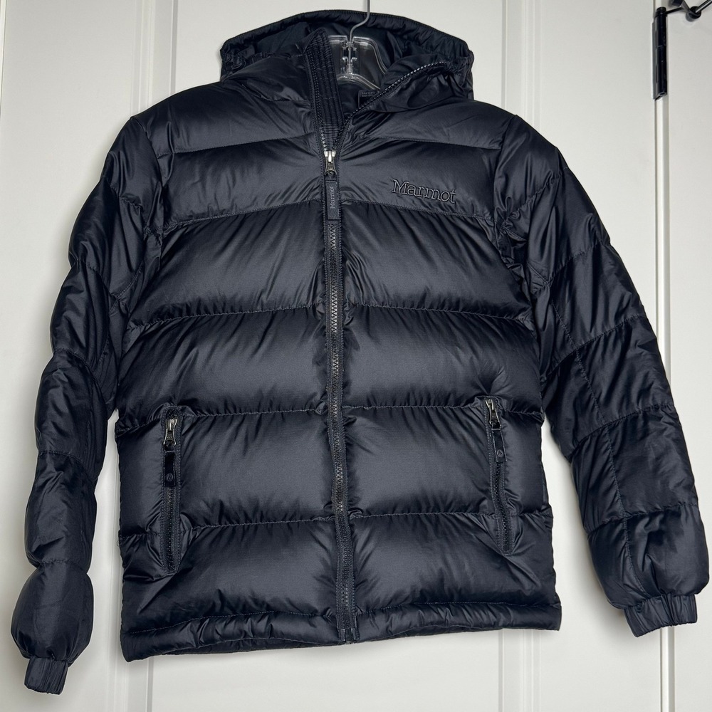 Marmot Kids Guides Down Hoody Black 700 Fill Puffer Jacket Size Medium M